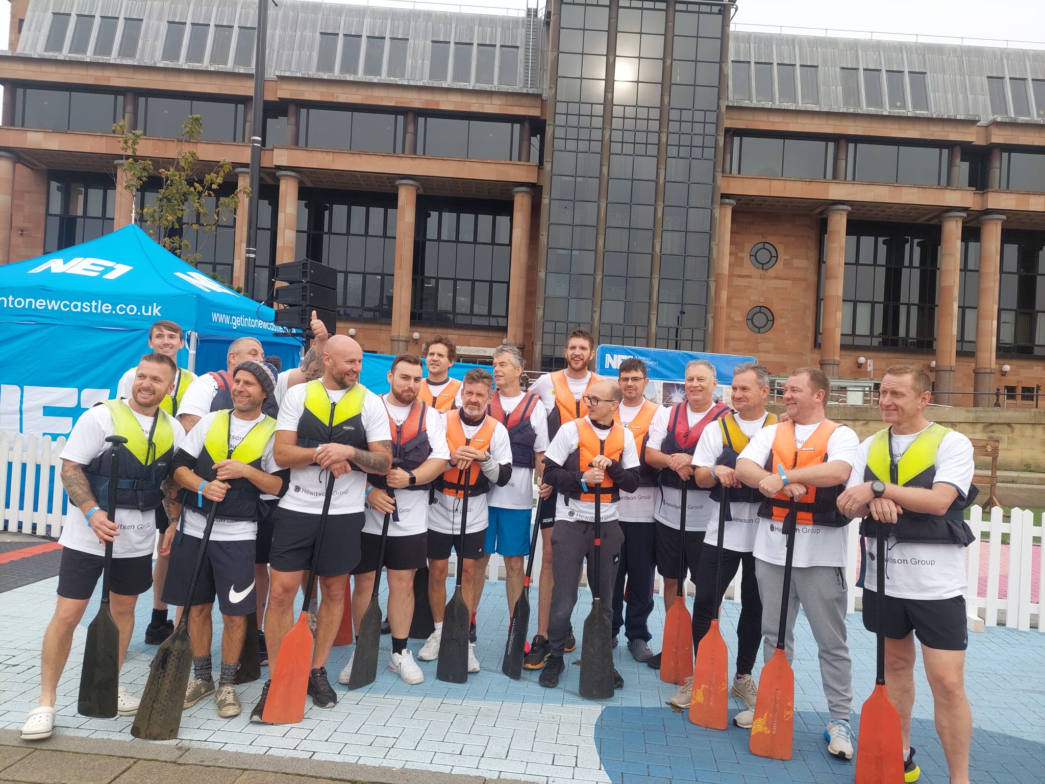 Hewitson Group dragon boat crew on the Tyne
